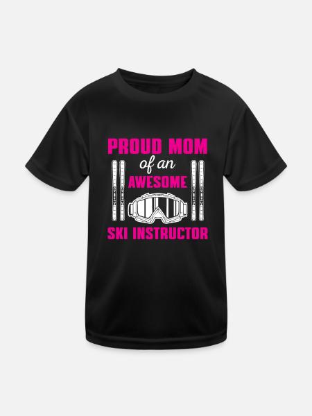 Funny ski instructor mom shirt - Kids Functional T-Shirt - black - Front