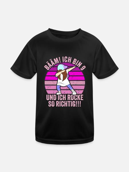 9 Jahre Mädchen Geschenk 9. Geburtstag Neun - Kinder Funktions-T-Shirt - Schwarz - Vorne