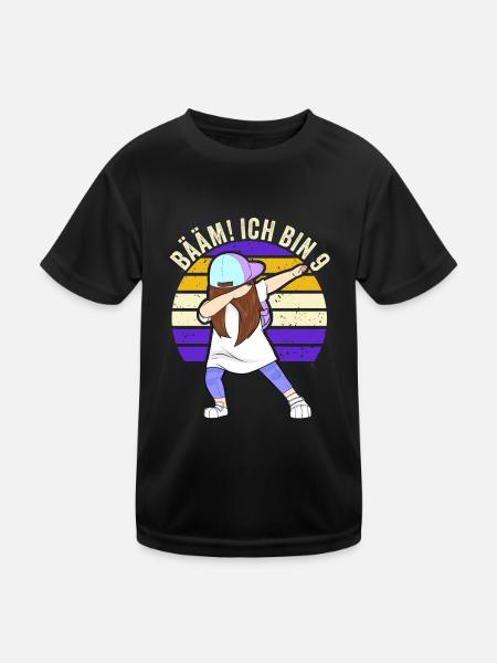 9 Jahre Mädchen Geschenk 9. Geburtstag Neun - Kinder Funktions-T-Shirt - Schwarz - Vorne