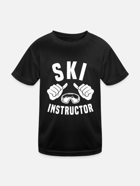 Skilehrer Skibriller Skiunterricht - Kinder Funktions-T-Shirt - Schwarz - Vorne