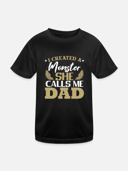 Lustiger Papa-Witz Tochter Vater - Kinder Funktions-T-Shirt - Schwarz - Vorne
