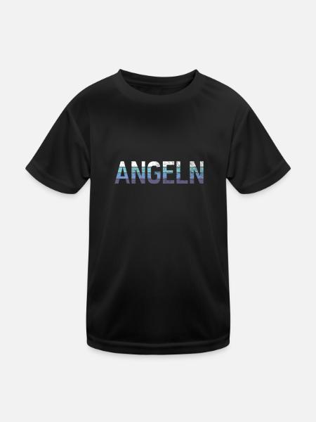 Angeln - Kinder Funktions-T-Shirt - Schwarz - Vorne