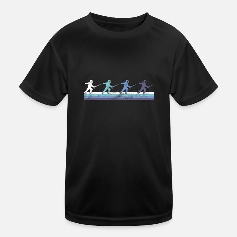 Fechten - Kinder Funktions-T-Shirt - Schwarz
