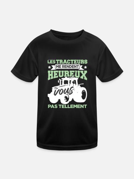 Tracteur Homme Humour Paysan - T-shirt sport Enfant - noir - Devant
