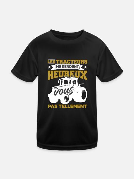 Les Tracteurs Me Rendent Heureux - T-shirt sport Enfant - noir - Devant