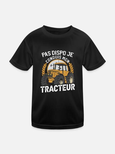 Pas Dispo Je Conduis Mon Tracteur - T-shirt sport Enfant - noir - Devant