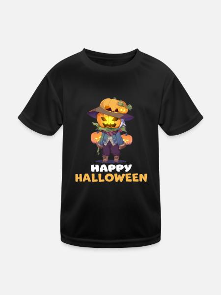 Happy Halloween Süße Kürbis Vogelscheuche Design - Kinder Funktions-T-Shirt - Schwarz - Vorne