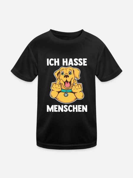 Ich Hasse Menschen Hund - Kinder Funktions-T-Shirt - Schwarz - Vorne