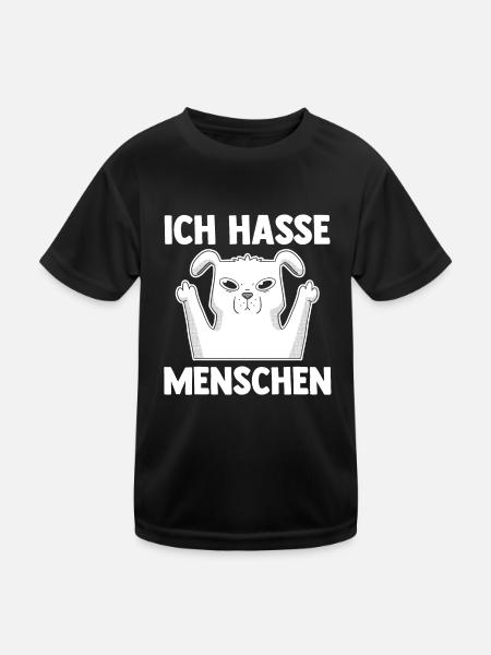 Hund Ich Hasse Menschen - Kinder Funktions-T-Shirt - Schwarz - Vorne