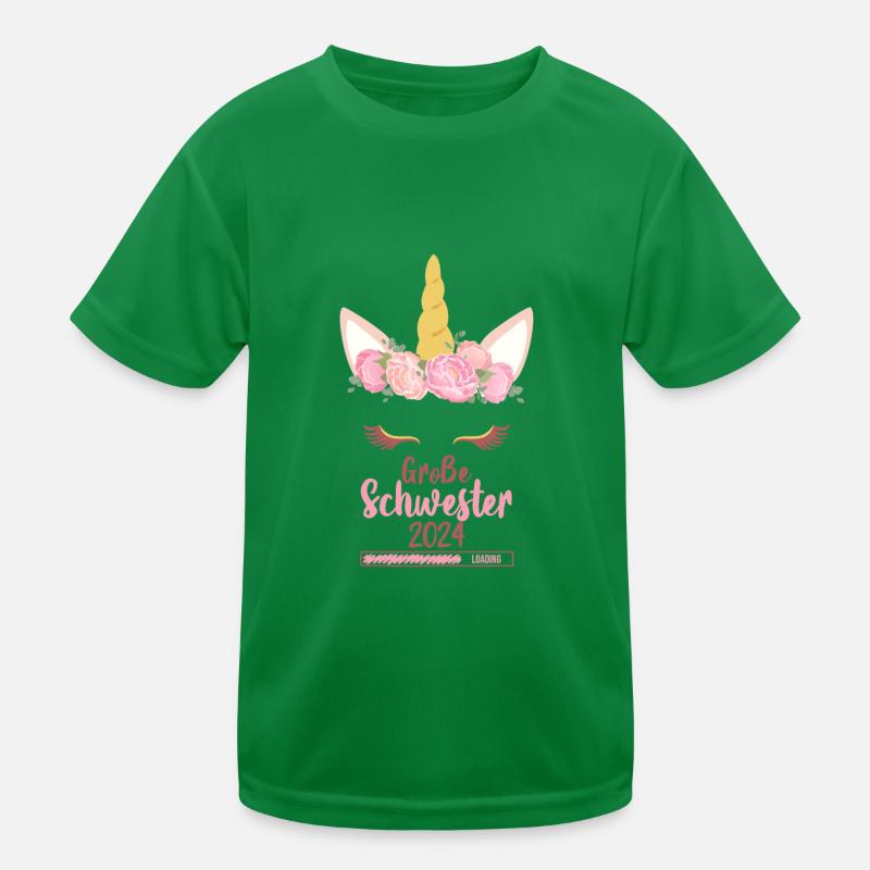 Große Schwester 2024 Einhorn Kinder Funktions-T-Shirt