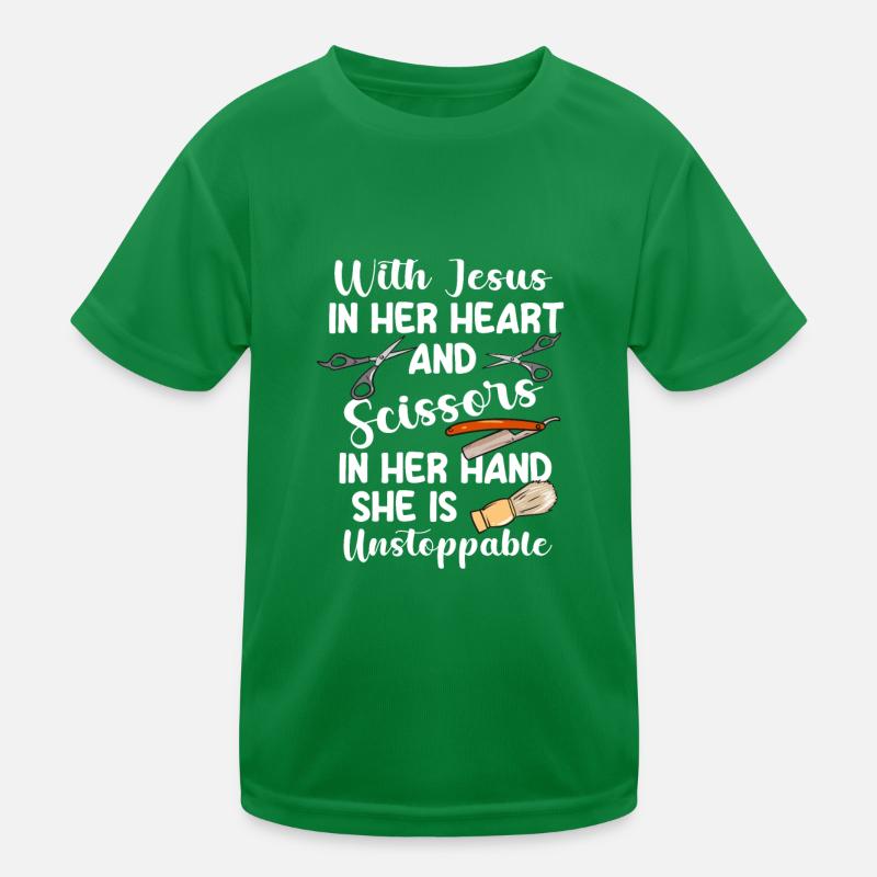 Jesus & Scissors Kinder Funktions-T-Shirt
