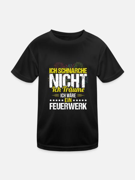 Schnarche Nicht Ich Träume Ich bin ein Feuerwerk - Kinder Funktions-T-Shirt - Schwarz - Vorne