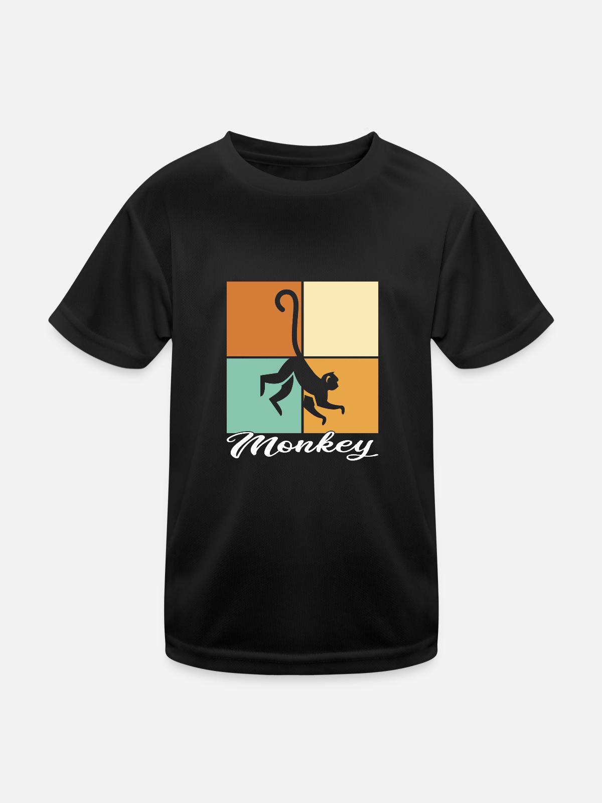 Affe - Kinder Funktions-T-Shirt - Schwarz - Vorne