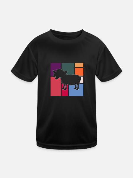 Schaf - Kinder Funktions-T-Shirt - Schwarz