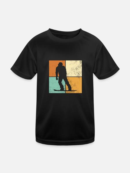 Snowboarding - Kinder Funktions-T-Shirt - Schwarz - Vorne