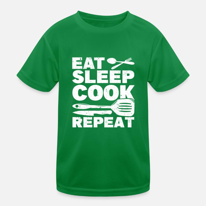 Eat Sleep Cook Repeat Funny Cooking Chef Kitchen Kids Functional T-Shirt