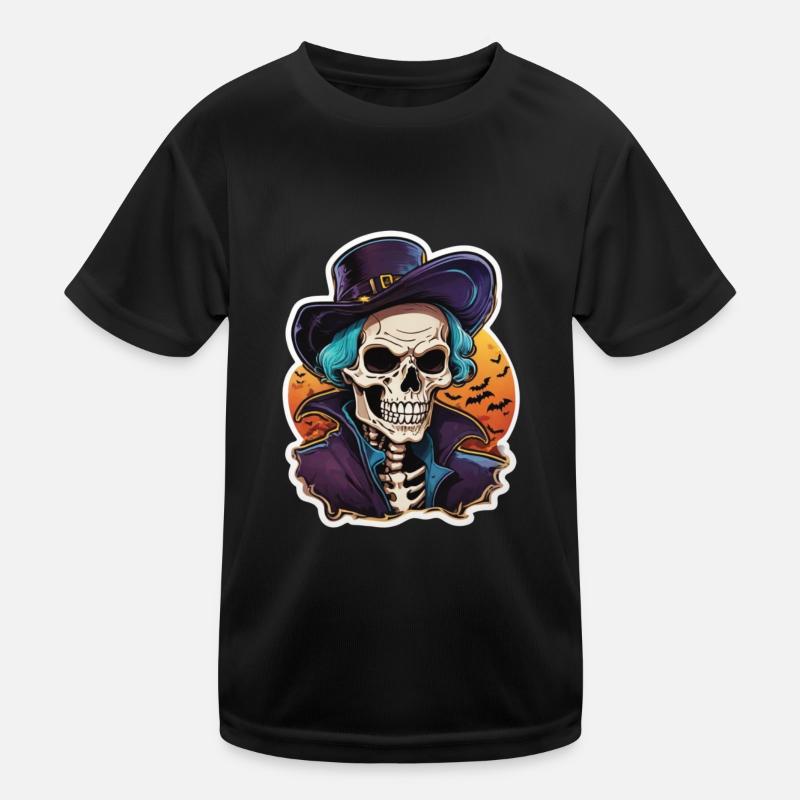 Skeleton Helloween Skull Skeleton Costume Kids Functional T-Shirt