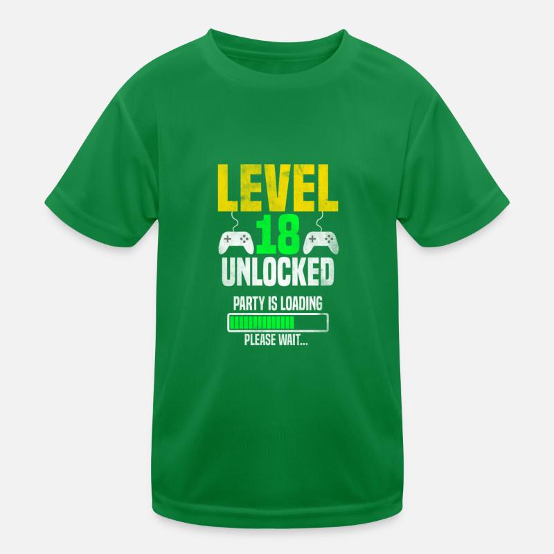 Level 18 unlocked – Party is loading Kinder Funktions-T-Shirt