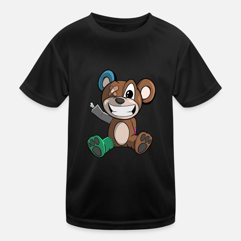 Funny patched teddy bear Kids Functional T-Shirt