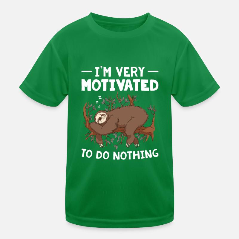 Funny Sloth Do Nothing Procrastination Sloth Kids Functional T-Shirt