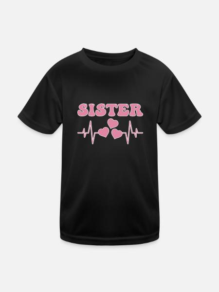 Battements de cœur de sœur - T-shirt sport Enfant - noir - Devant