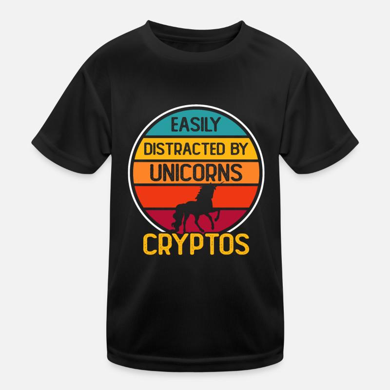 Krypto Kryptowährung Einhorn - Kinder Funktions-T-Shirt - Schwarz