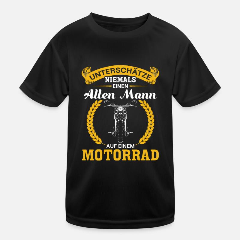 Unterschätze niemals einen Mann auf einem Motorrad Kinder Funktions-T-Shirt
