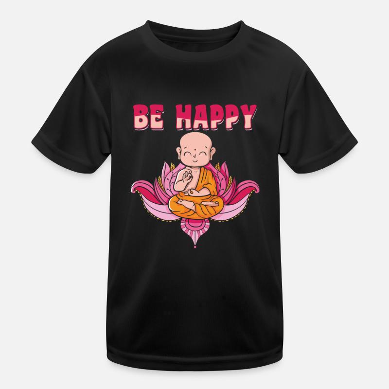 Buddha Buddhist Glücklich Be Happy Kids Functional T-Shirt
