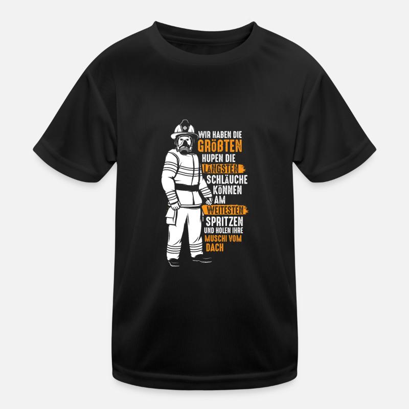 Feuerwehr große Hupen Lange Schläuche Kinder Funktions-T-Shirt