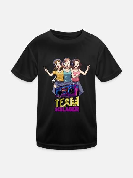 Team Schlager - Kinder Funktions-T-Shirt - Schwarz