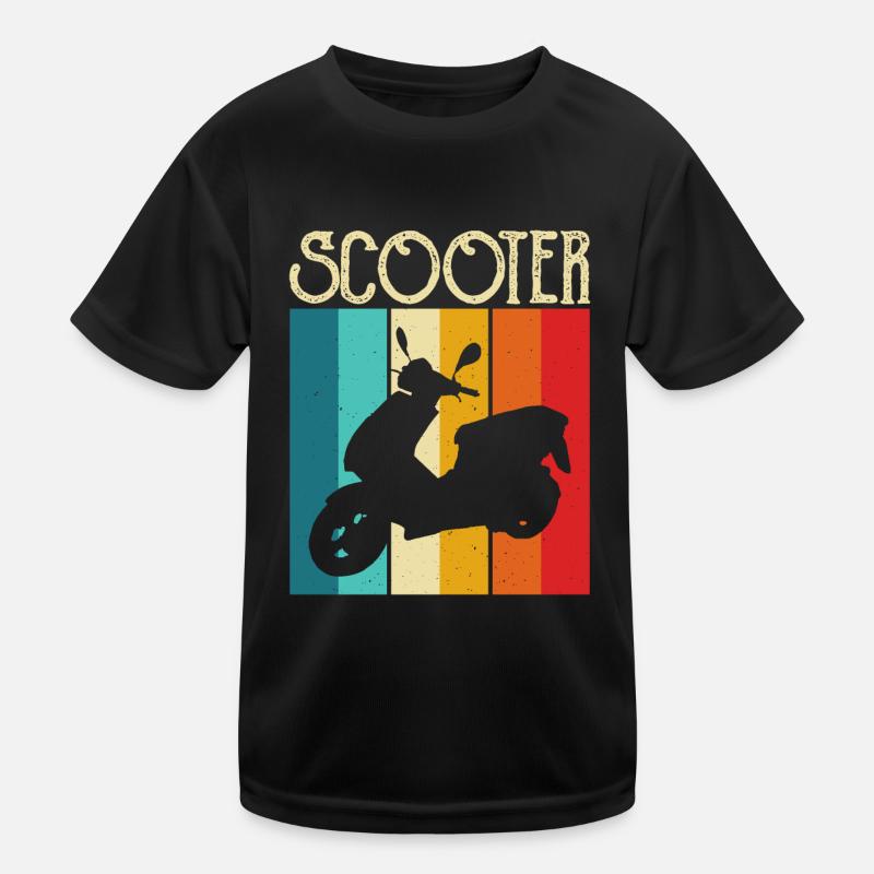 Roller Rollerfahrer Motorroller - Kinder Funktions-T-Shirt - Schwarz