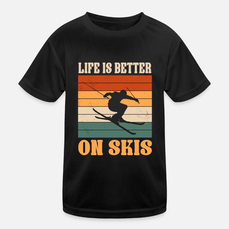 Life is better on skis - skiing - Kids Functional T-Shirt - black