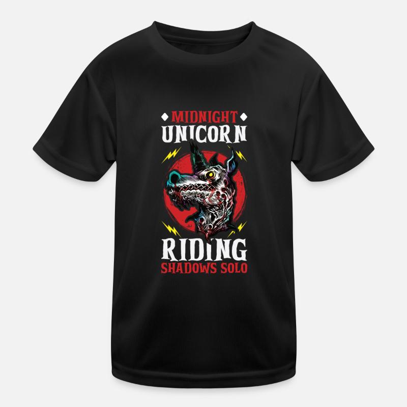 Dunkles Einhorn Horror Einhorn Mitternacht Einhorn Kinder Funktions-T-Shirt
