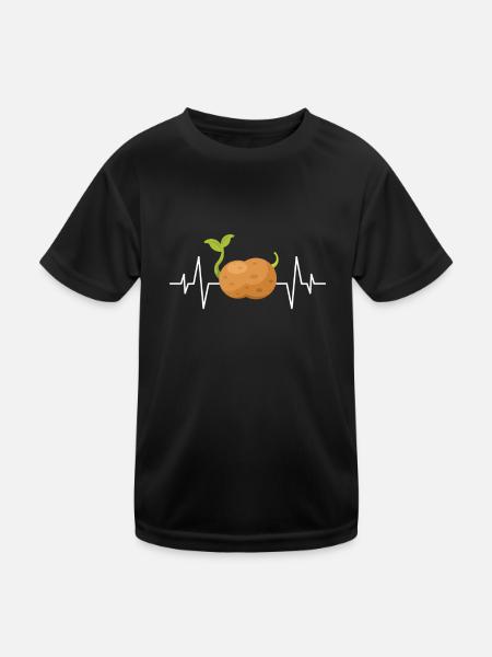 Kartoffel Herzschlag - Kinder Funktions-T-Shirt - Schwarz