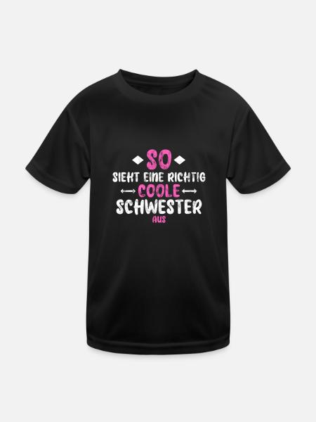 Coole Schwester - Kinder Funktions-T-Shirt - Schwarz - Vorne