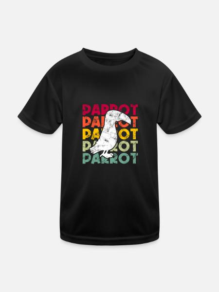 Papagei Retro - Kinder Funktions-T-Shirt - Schwarz - Vorne