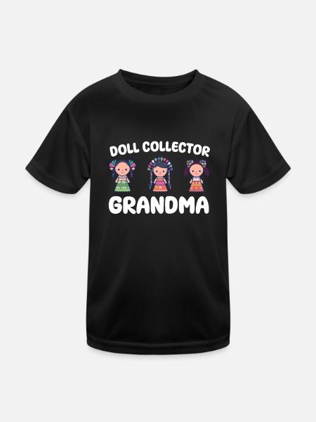 Doll collector grandma - Kids Functional T-Shirt - black - Front