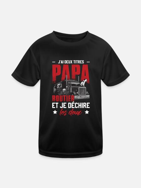 Fête des pères papa routier - T-shirt sport Enfant - noir - Devant