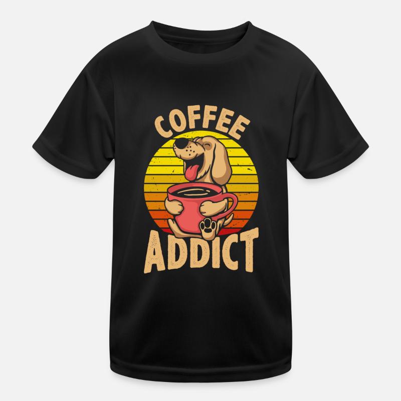 Kaffeeabhängiger Retro Kinder Funktions-T-Shirt