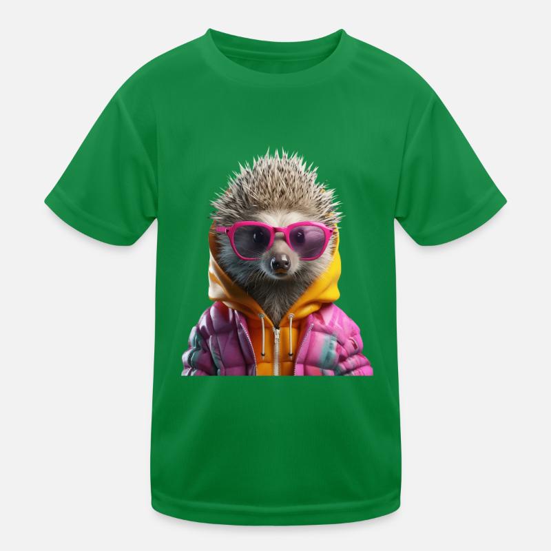 Hérisson avec lunettes de soleil Coloré Cool Hérisson Animal de la forêt T-shirt sport Enfant