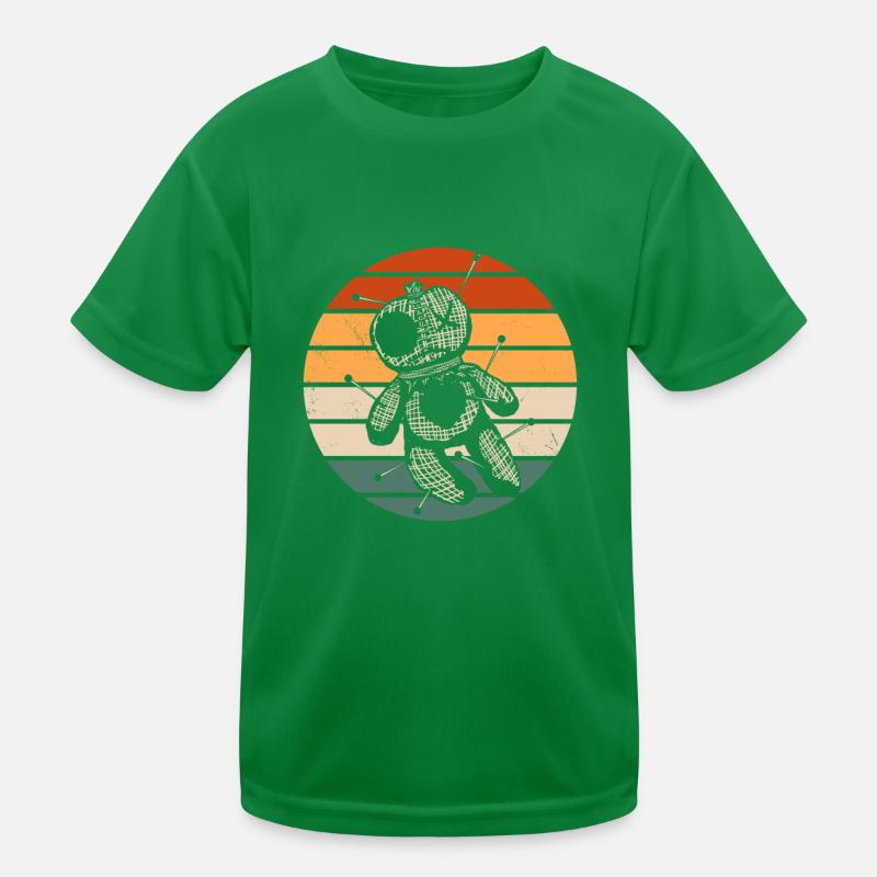 Retro Voodoo Doll Design Kids Functional T-Shirt