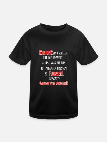 Anti Vegan- Rinder sind schlecht für die Umwelt... - Kinder Funktions-T-Shirt - Schwarz - Vorne