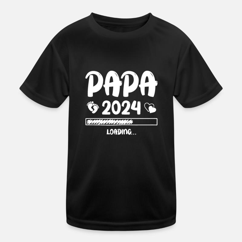 Papa Loading 2024 - Kinder Funktions-T-Shirt - Schwarz