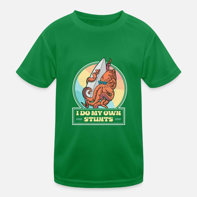 Summer Surfing Octopus Surfboard Summer Ocean Kids Functional T-Shirt