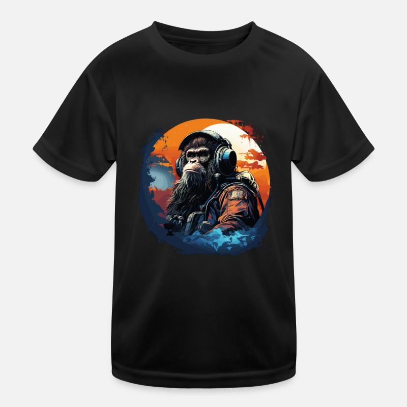 Cool Ape with headphone - Ape, Monkey Graphics Kids Functional T-Shirt