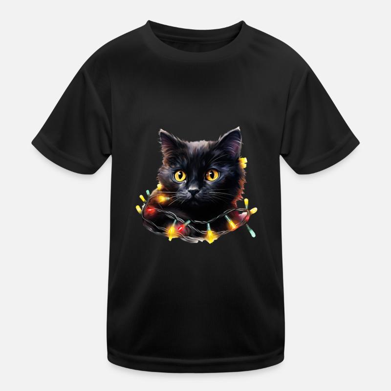 Lumières de Noël Cat Noël T-shirt sport Enfant