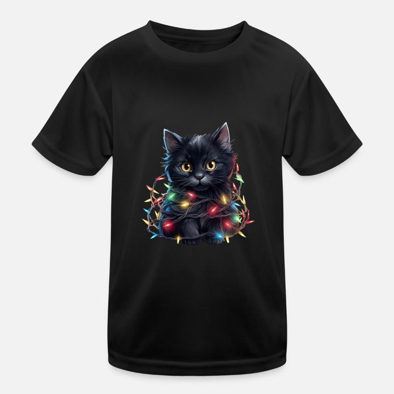 Lumières de Noël Cat Noël T-shirt sport Enfant
