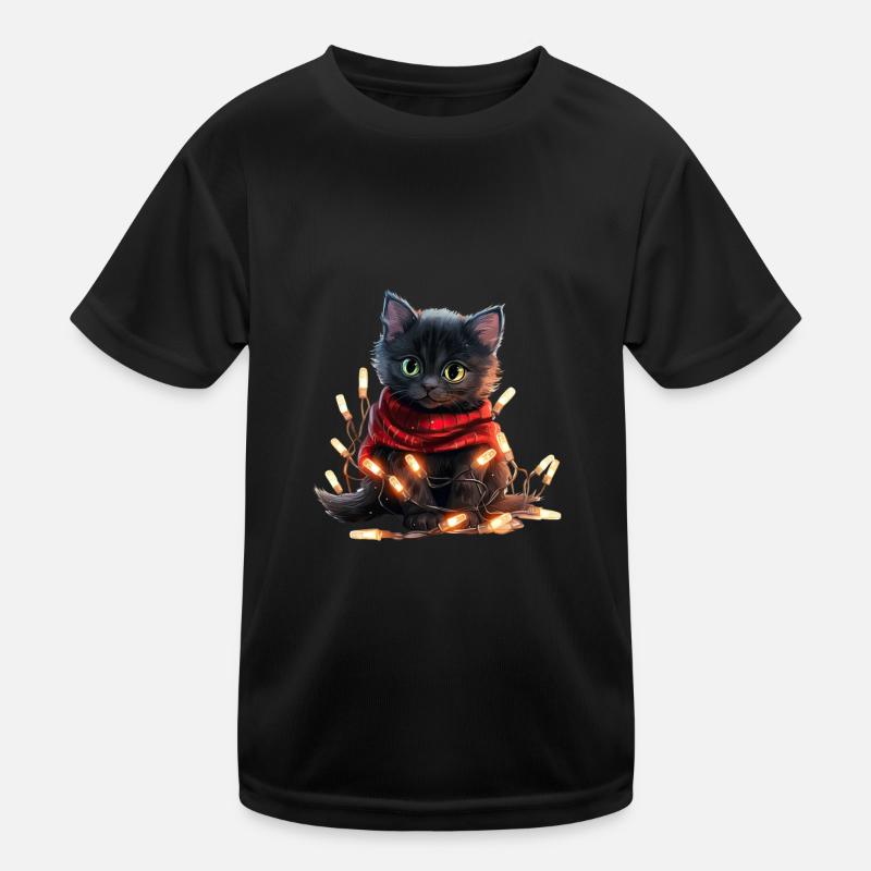 Lumières de Noël Cat Noël T-shirt sport Enfant