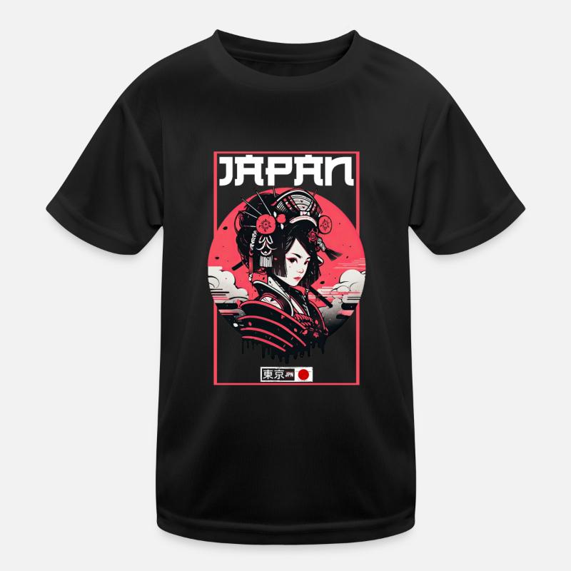 Asia 80s Japanese Retro Samurai Samurai - Kids Functional T-Shirt - black