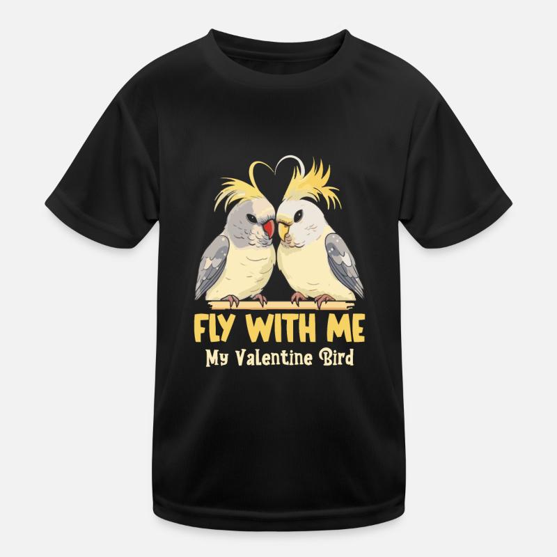 Valentinstag Turteltauben Vogelmotiv Romantisch Kinder Funktions-T-Shirt